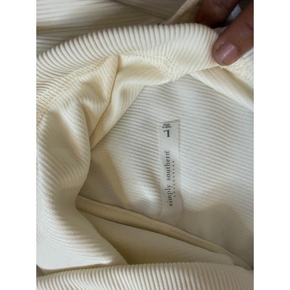 Simply Southern Hooded Ribbed Pullover Pearl White Large SKU86689-LARGE NEW - Picture 2 of 7
